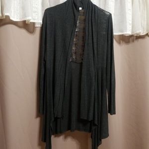 Ambiance Apparel  gray tunic cardigan sweater 2x